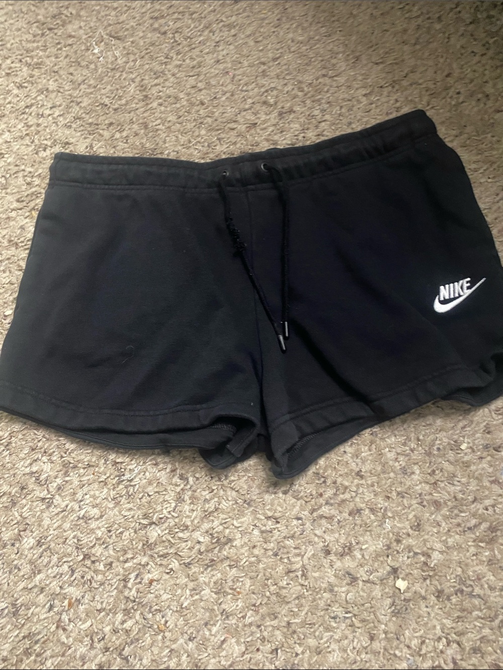 Nike Black Women's Athletic Shorts with White Swoosh